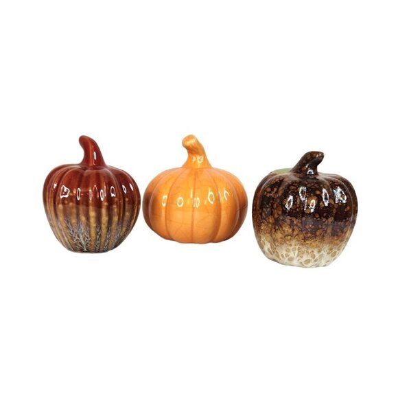 Fall Thanksgiving Table Centerpiece Set Of 3 Ceramic Decorative Pumpkins - Multi - Picture 1 of 7